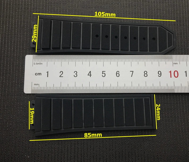 Роскошный бренд, черный, 29*19 мм, натуральный силиконовый резиновый ремешок для часов, ремешок для Hublot, ремешок для king power, серия с логотипом, инструменты