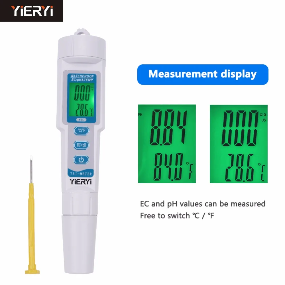 Портативный 3 в 1 pH EC TEMP Acidometer мультипараметрический PH Monitor тестер качества воды