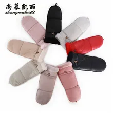 Lady Mittens Sheepskin Gloves Genuine Leather Gloves Ladies Russia Winter Warm natural fur real fur true fur solid Gloves Mitten