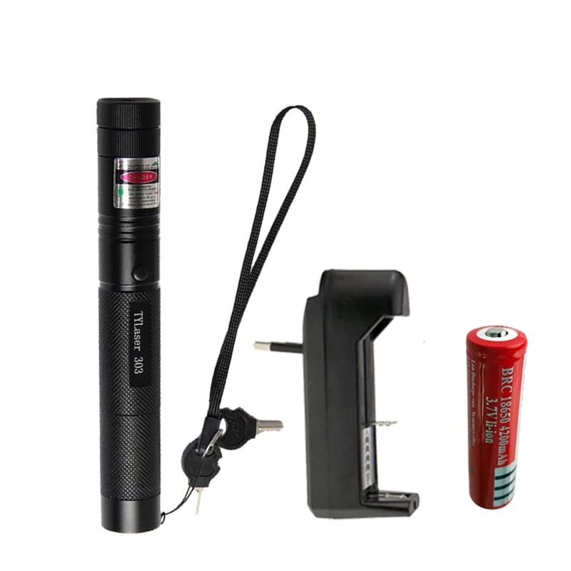 Z40 Military 532nm 5mw 303 Green Laser Pointer Lazer Pen Burning Beam Burning Match flashlight for 18650 Battery Security lock - Emitting Color: Package B