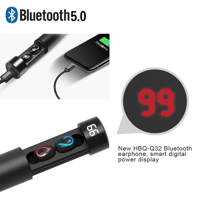 HBQ Q67 Bluetooth 5,0 беспроводные наушники TWS спортивные наушники гарнитура вкладыши футляр для наушников для телефона PK Q32