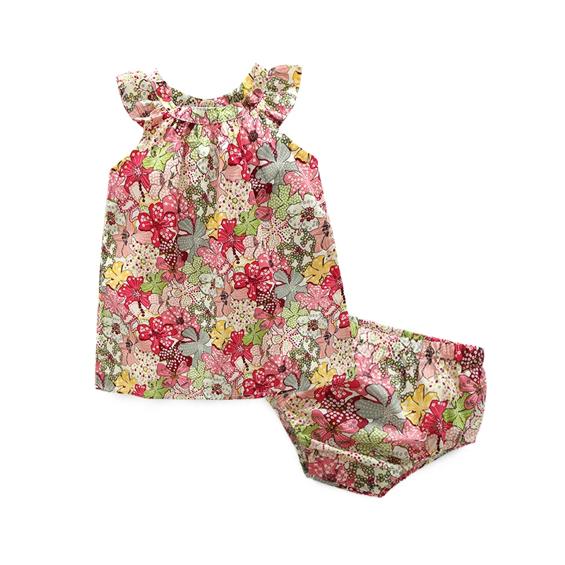 

2019 Summer New Baby Girl's Cute Fly Sleeves Dress, Pure Cotton Lovely Shredded Flower Little Sleeved Dress, And Little Panties