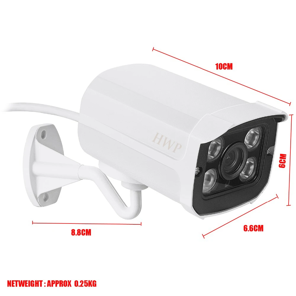 

Aluminum Metal Waterproof Outdoor Bullet IP Camera 720P 960P 1080P Security Camera CCTV 4PCS ARRAY LED Board ONVIF Camera IP