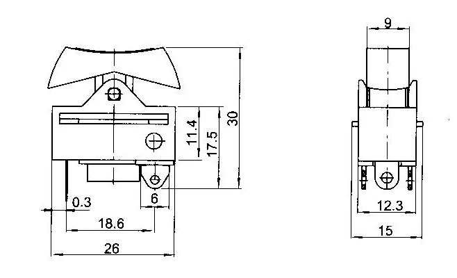 2pcs KCD15-RK2-33 переключатель фена для сушки волос, кулисный переключатель, 3 положения на выключенном лодке