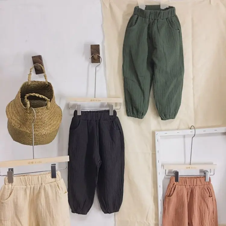 

2018 Autumn Kids Toddler Girls Boys Lantern Pants Korean Children Linen Clothes