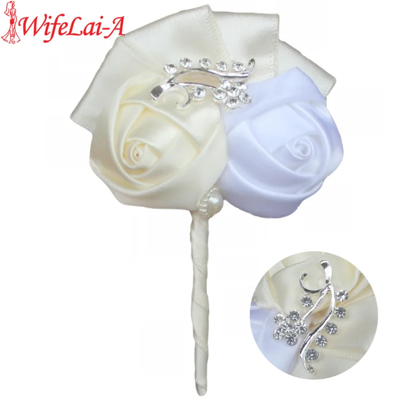 

WifeLai-A dark Red Diamond Wedding Corsages Boutonniere Groom wedding Flowers Boutonniere Brooch Flower Pin X1102