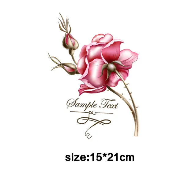 camera zebra patches for clothing rose flower stickers iron on transfer for girls clothes transfert thermocollants parches ropa - Цвет: rose2