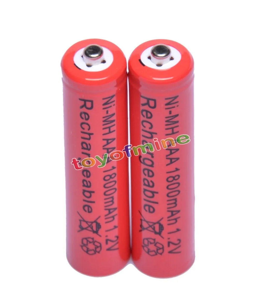 2x AAA 1800mAh 3A 1.2 V Ni MH Red Rechargeable Battery Cell for MP3 RC