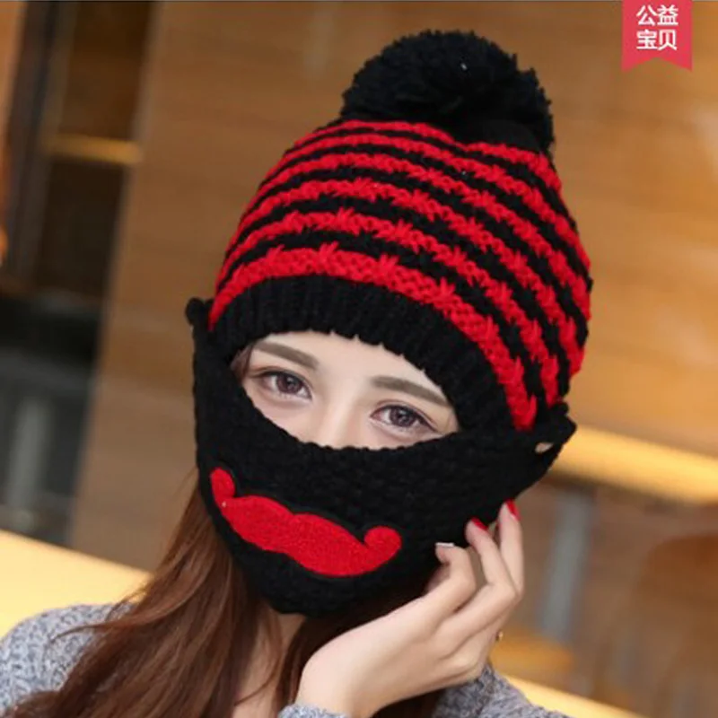winter beanie ski mask women's beanie hat beard hat warm knit face mask