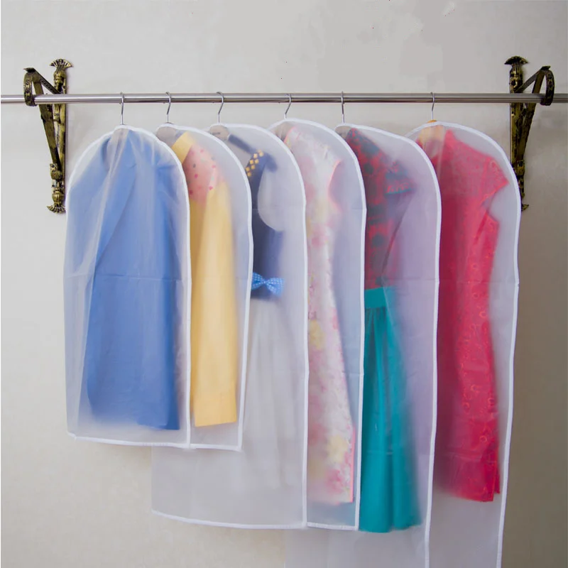 

Hot sale 5pcs transparent clothes dust cover home dress clothes garment suit cover case dustproof storage bags home decoration.