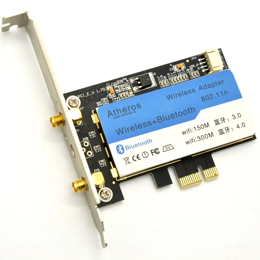 WoWoLink Atheros AR5B225 AR9485 150 Мбит/с PCI E Express Настольный беспроводной WiFi адаптер+ Bluetooth 4,0 AR3012 для Windows XP/7/8/10