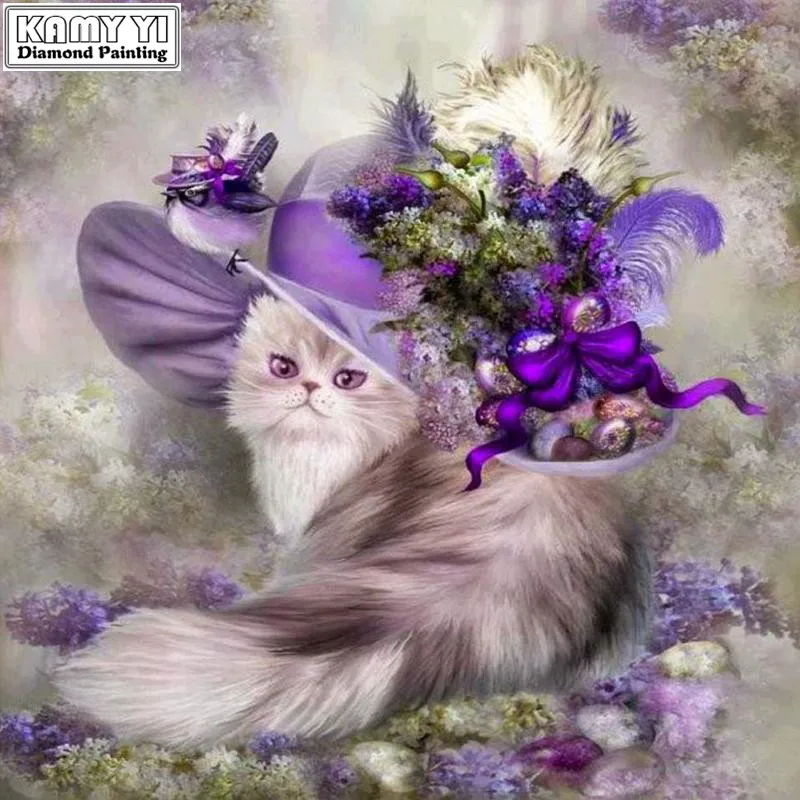 

Full Square drill 5D DIY Diamond painting Cat in the bush Diamond Embroidery Mosaic Cross Stitch Rhinestone decoration HYY