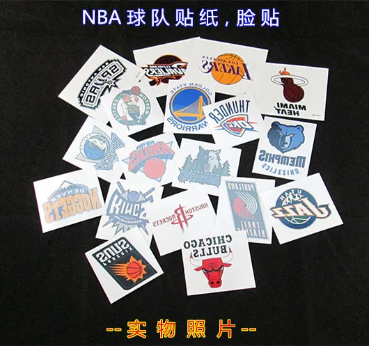 10pcs Basketball Team  Stickers  Waterproof Temporary Tattoo Paper The Fans Face Stickers Hot Sale