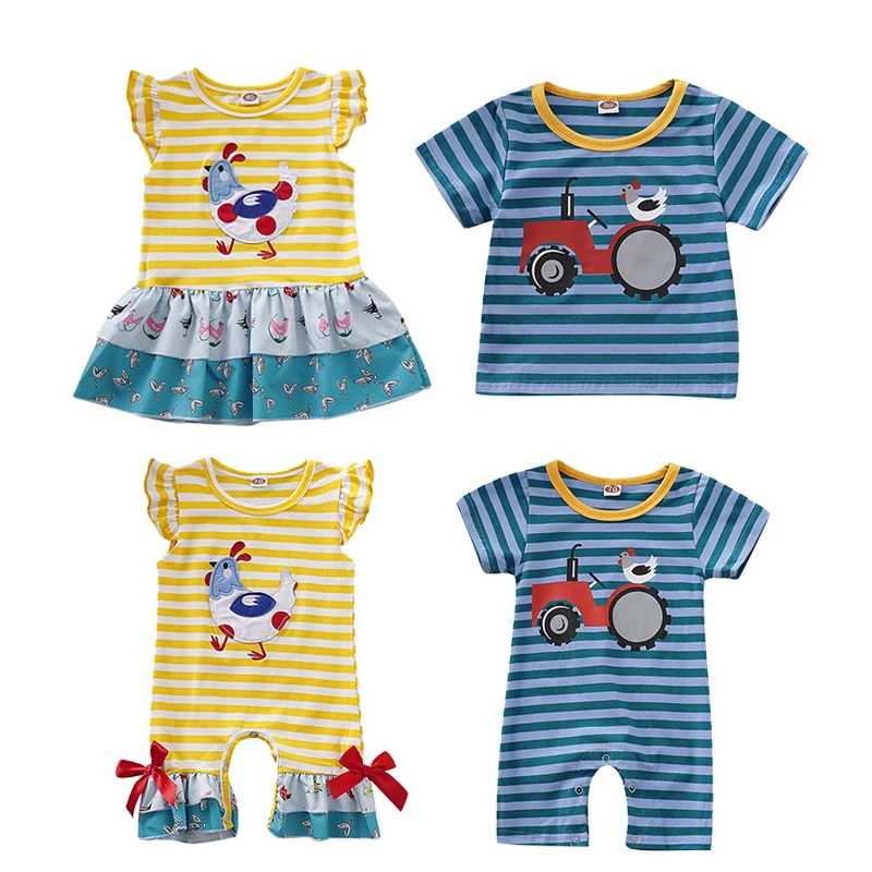 

Baby Girl Clothes Newborn Cloth Toddler Baby Girl Boy Clothes Sister Brother Matching Stripe Romper Dress Tee Baby Boy Clothes