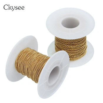 

Ckysee 10Yards/Roll 1/1.5/2/2.5/3mm Stainless Steel Men Twisted Link Chain Necklace Gold Silver Color Bulk Rolo O Chain Jewelry