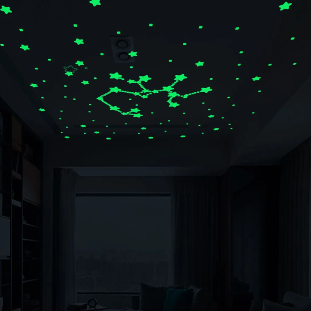 

KAKUDER 3D luminous light carved stars dot fluorescent stickers home decoration wall stickers dark in shiny stickers decoration