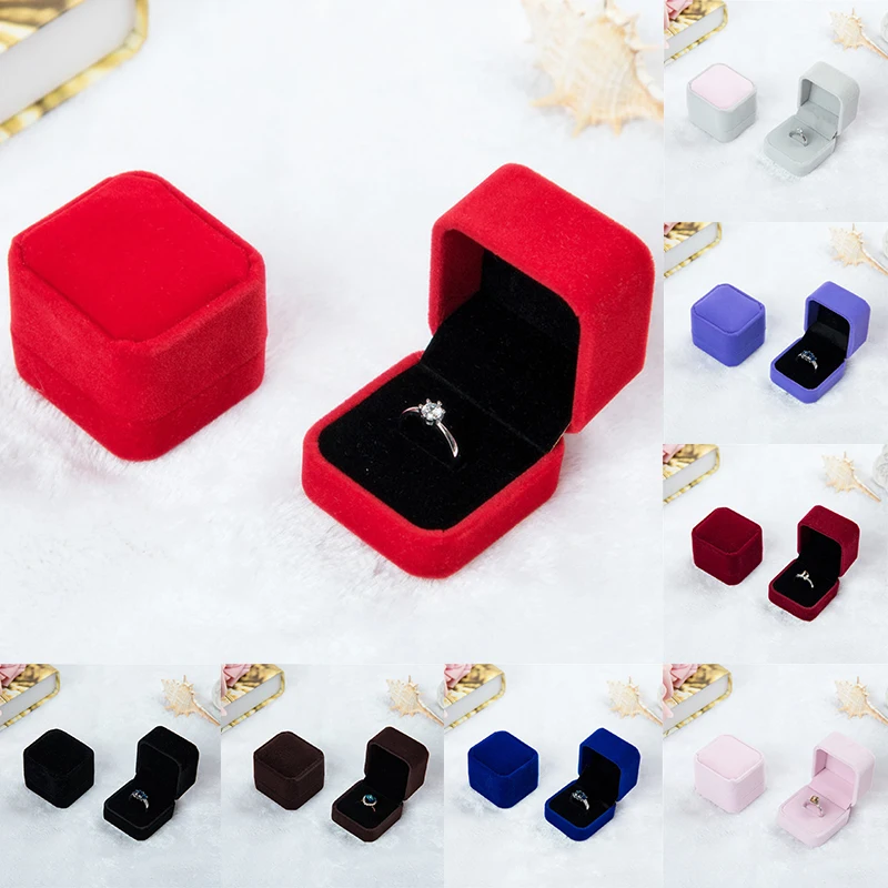 Хит, 1 шт., подарочные квадратные бархатные коробочки, чехол для дисплея, свадебные, вечерние, коробка для ювелирных изделий, для колец, сережек, черный, красный