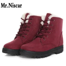 New Snow Boots Flat Suede Women Winter Boots Warm Fur Plush Rubber Sole Ankle Boots Female Warm Lace-up Shoes Woman Plus Size
