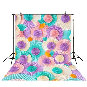 

Baby Green Pink Paper Flower Wall Backgrounds for sale Vinyl cloth High quality Computer print party backdrops