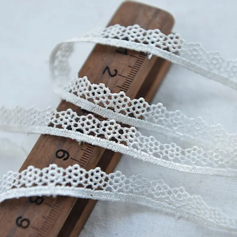 New Flower Pattern Embroidered Lace Edge Trim 12mm Width White Home