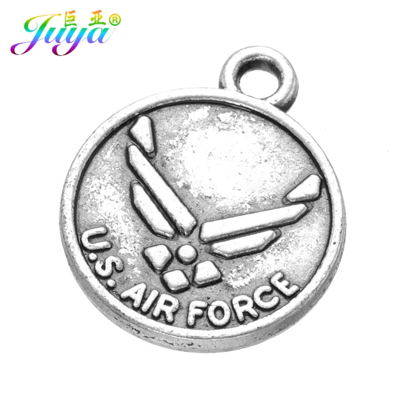 

20pcs Vintage Jewelry Findings Antique Silver US AIR FORCE Letters Round Charm Pendants For Handmade DIY Craft Jewelry Making