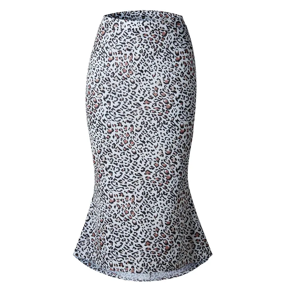 Бежевый WildPinky оборками Leopard летние юбки Для женщин сексуальный Boho длинные юбки Ретро Повседневное линия Высокая Талия девушки Midi Bodycon юбки - Цвет: Бежевый