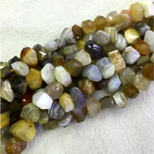 Натуральный серый Желтый Ботсвана Агат укрепление Оникс Ручной Ограненный самородок свободной формы свободные бусины 1" 04331