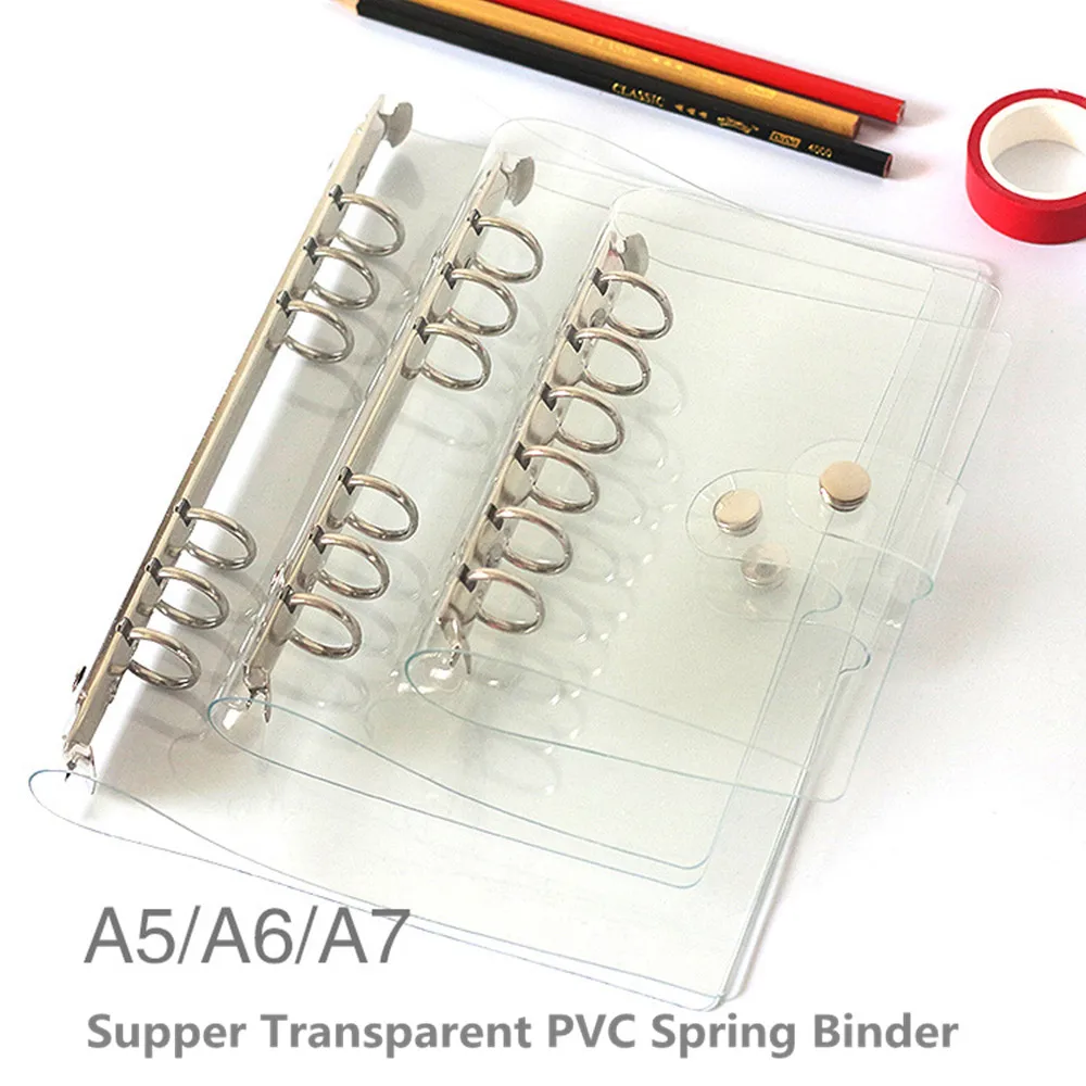 

A5/A6/A7 Transparent Spring Binder for Notebook Inner Pages Notepad Filling Fichario Standard 6 Holes the Office School Supplies