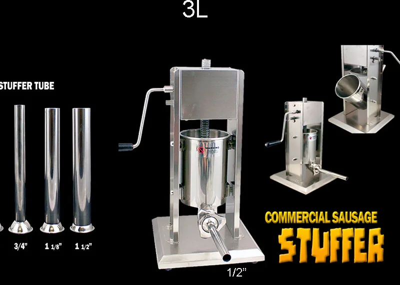 

3L Commercial Manual Sausage Stuffer Two Speed Stainless Steel Meat Press Filler