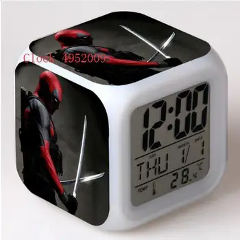 

Deadpool Kids Toys Colors Change Alarm Clock Gift Digital reloj despertador LED reveil wake up light desk electronic clock