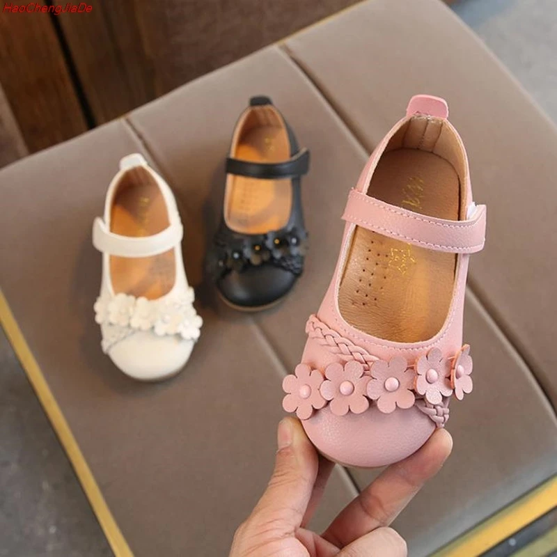 

Wedding Party Floral Girls Shoes Princess Single Shoes For Girl Kids Children Casual Fashion PU Sneakers With Flowers