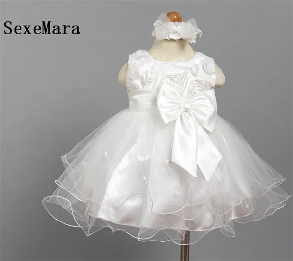 

New White Baby Birthday Dress Baby Girl Christening Gowns Baby Girl Baptism Dresses First Year Communion Tutu Girl Dress