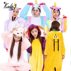 Милые оптовая осень-зима Единорог стежка Panda животных Kigurumi фланелевые пижамы наборы мультфильм пижамы для взрослых 5822