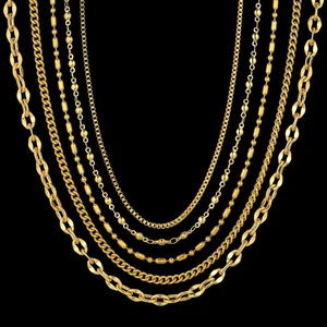 Golden Chain Necklace for Women/Men Trendy Necklace Gold Color Stainless Steel Link Chain for Pendant Jewelry