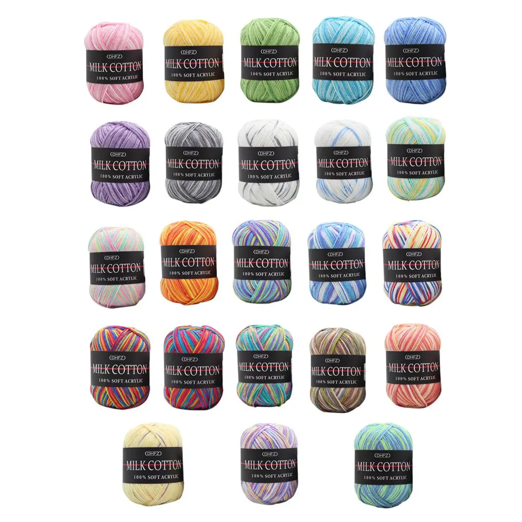 

50g/Ball Colorful 3 ply Yarn Handmade DIY Scarf Pillow Blanket Knitting Crochet Soft Milk Cotton Yarn