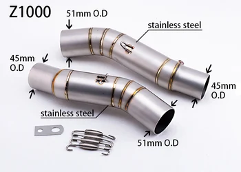 

Motorcycle Modified Exhaust Middle Pipe Muffler For Z1000 2010-2014 z1000 link pipe stainless steel fit for 51mm muffler