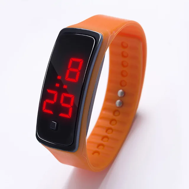 Детские часы светодиодный цифровые детские часы спортивные электронные часы Мужские Женские утренние часы для бега браслет для школы мальчик и девочка - Цвет: orange