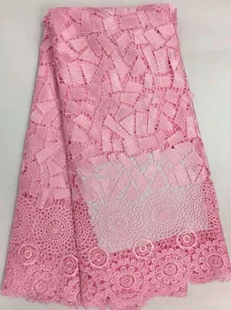 

High quality African guipure lace fabric for sewing african cord lace fabric/water soluble lace in fuchia for wedding R6659