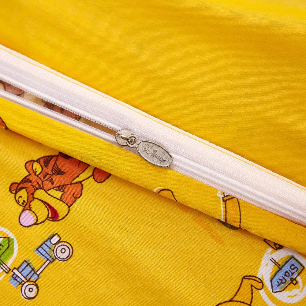 Комплект постельного белья с изображением Винни-Пуха из мультфильма Дисней для детской спальни, Хлопковый чехол на кровать, покрывало, наволочка, чехол