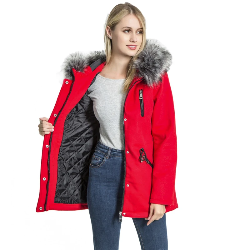 Autumn WInter Coats Women 2018 Women's Wool Coat Fashion Long Section Hooded Fur Collar Jacket Winter New Female Wool Jacket Coats