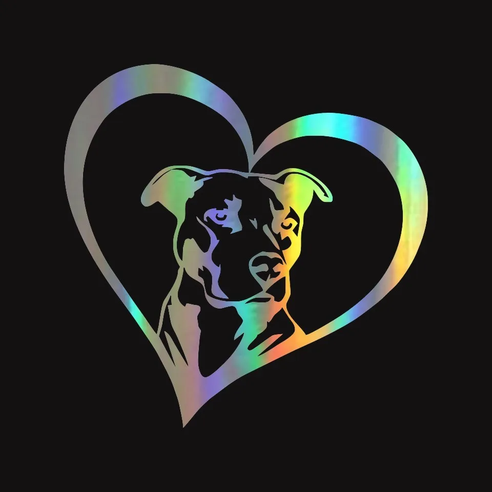 PITBULL HEART Animal Car Stickers Decals Creative Fashion Car Styling Decoration Accessories Black Silver Laser 15.215 (3)