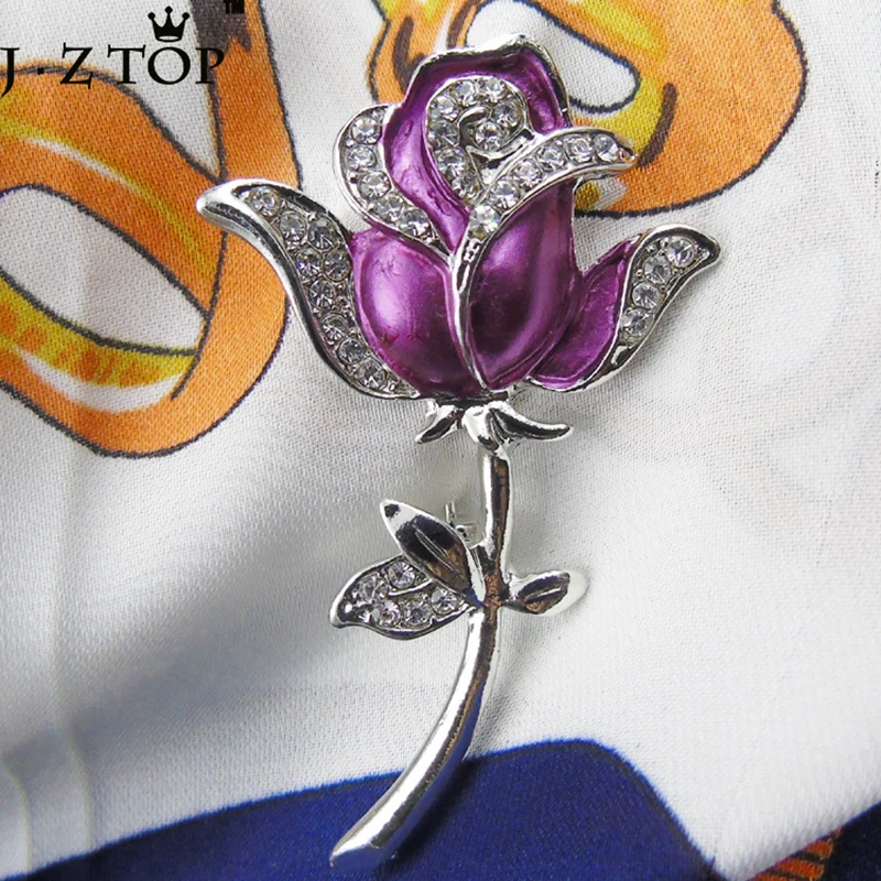 

JZTOP Crystal Flower Brooch Pin Rhinestone Roses Brooches Scarf Shoulder Corsages Garment Brooches Pins Accessories for Womem
