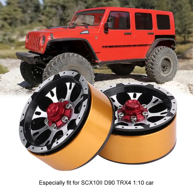 

2pcs/set RC Car Metal Beadlock Wheel 1.9 Rim Hub w Brake Disc for SCX10II D90 TRX4 1:10 Crawler Wheels Tires Rims Hubs RC parts