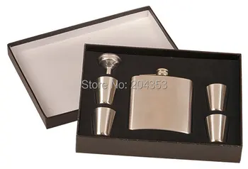 

Laser welding -- Food grade 6 hip flask with 4 shot glass , black gift box ,Personalised logo is available