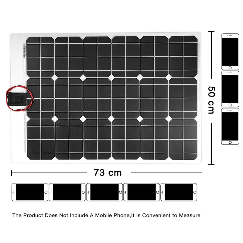 DOKIO брендовая солнечная батарея 50 Вт Гибкая солнечная панель 50 Вт 12 в 24 в контроллер+ 10 А комплекты солнечной системы для рыбалки, лодки, кемпинга/автомобиля