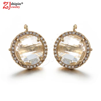 

New brass cut corner stone micro-inlaid zircon CZ jewelry accessories earrings ear hooks suitable for DIY tassel jewelry making