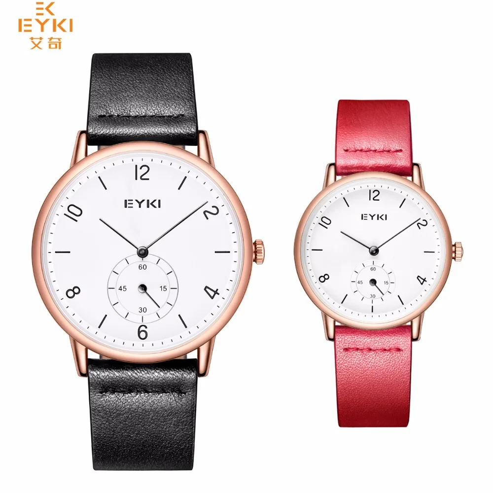 

EYKI Brand Lover's Watches Men Genuine Leather Quartz Watch Women Japan Movement Wristwatch Waterproof Clock Relojes Hombre 2018