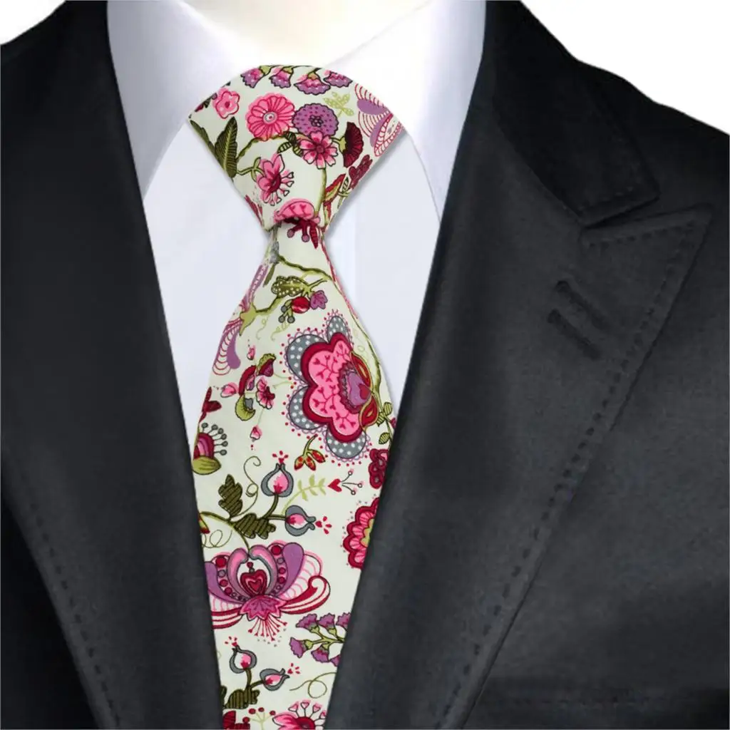 New Design 100 Cotton Mens Neckties Fashion Floral Print Ties for Men