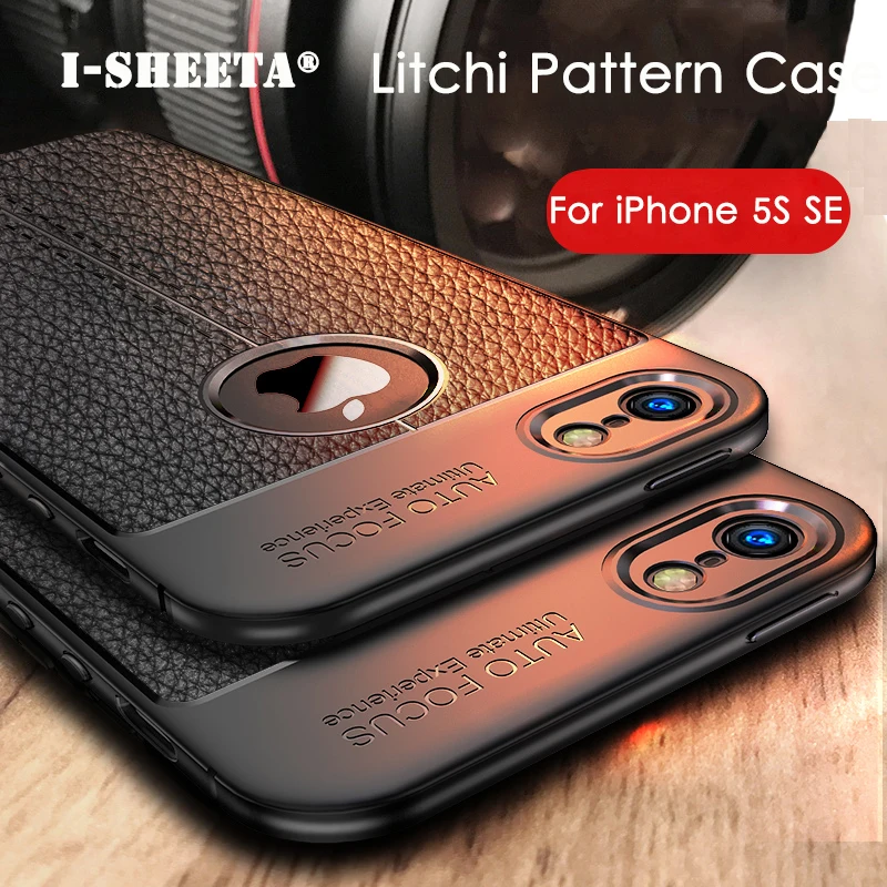 Shockproof For Apple iPhone 5 5s SE 3D Lychee Leather Texture Cover Ultra Thin Soft TPU Silicone Bumper Rubber Phone Case Fundas |