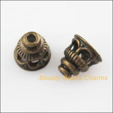 30 новых разъемов рог цветок состаренная бронза тон концевые бусинки крышки 7,5 мм